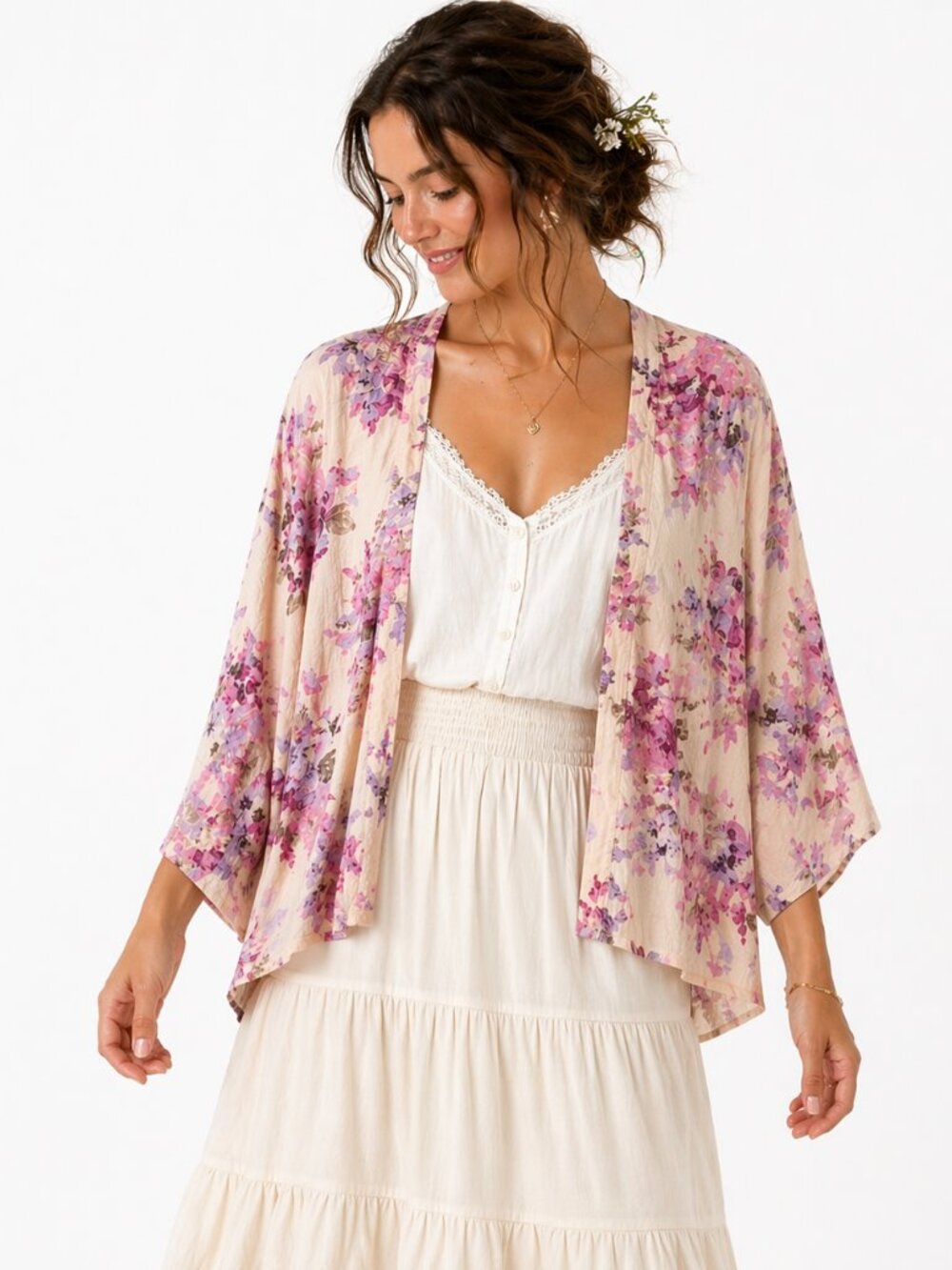 Anthropologie Erfurt Floral Kimono Cardigan Boho‎ Cottagecore Festival One Size
